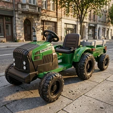 Детский электромобиль M 6285EBLR-5(24V) зеленый трактор с прицепом